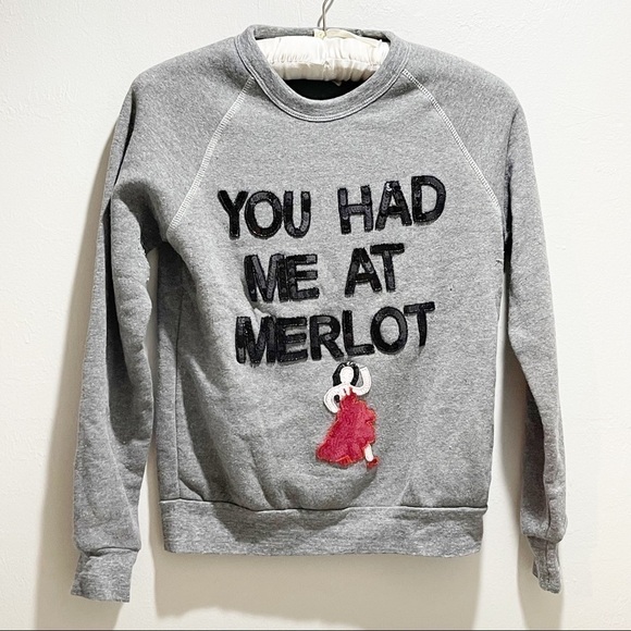 BOW & DRAPE Sweatshirt YOU HAD ME AT MERLOT - Picture 1 of 4